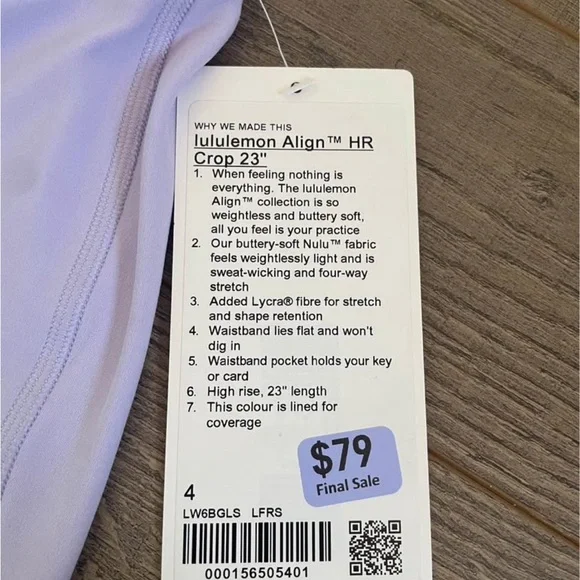 Lululemon Align HR crop 23” Lavender Leggings size 4 - Picture 4 of 5